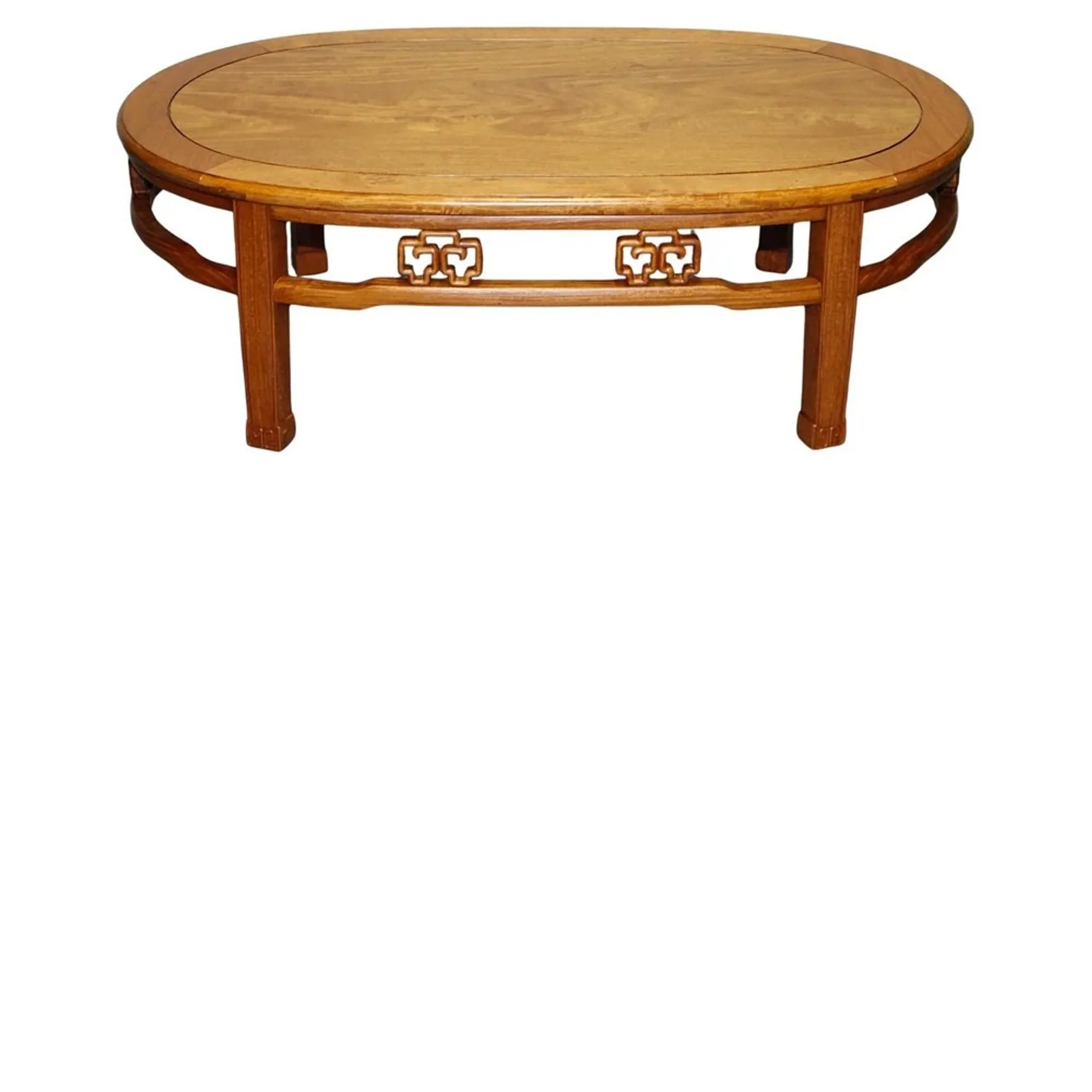 Vintage Oriental Low Table in Carved Brown Teak, China