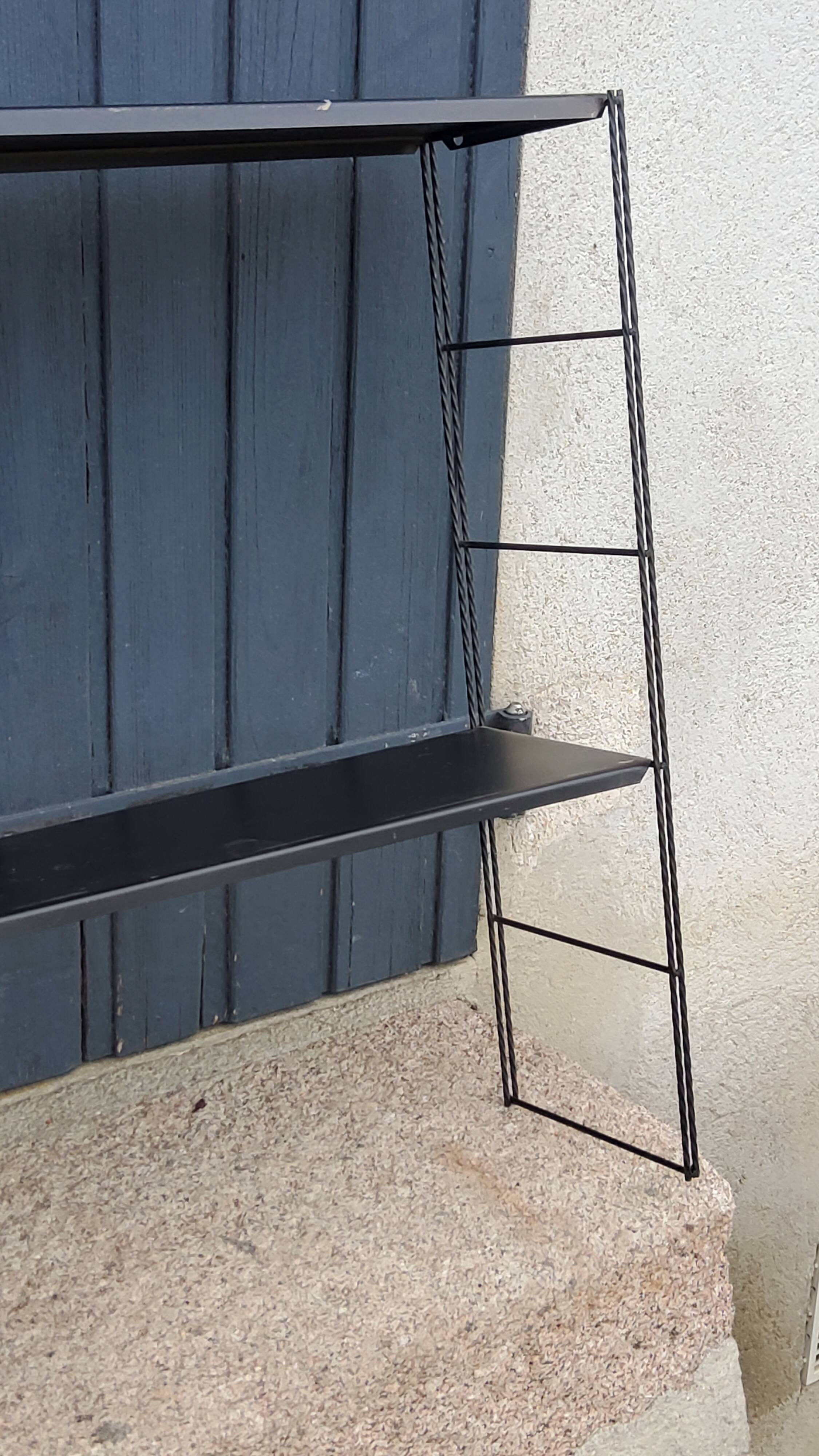 60s string wall shelf modular in black metal