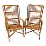 Paire de fauteuils en rotin