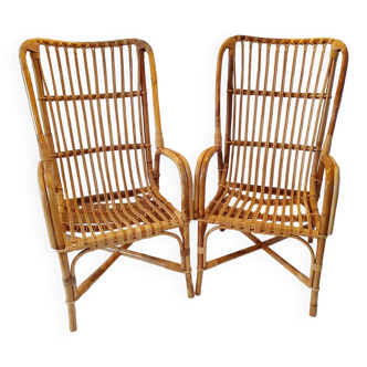 Pair of rattan armchairs