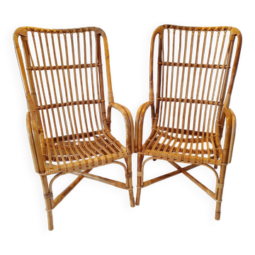 Paire de fauteuils en rotin