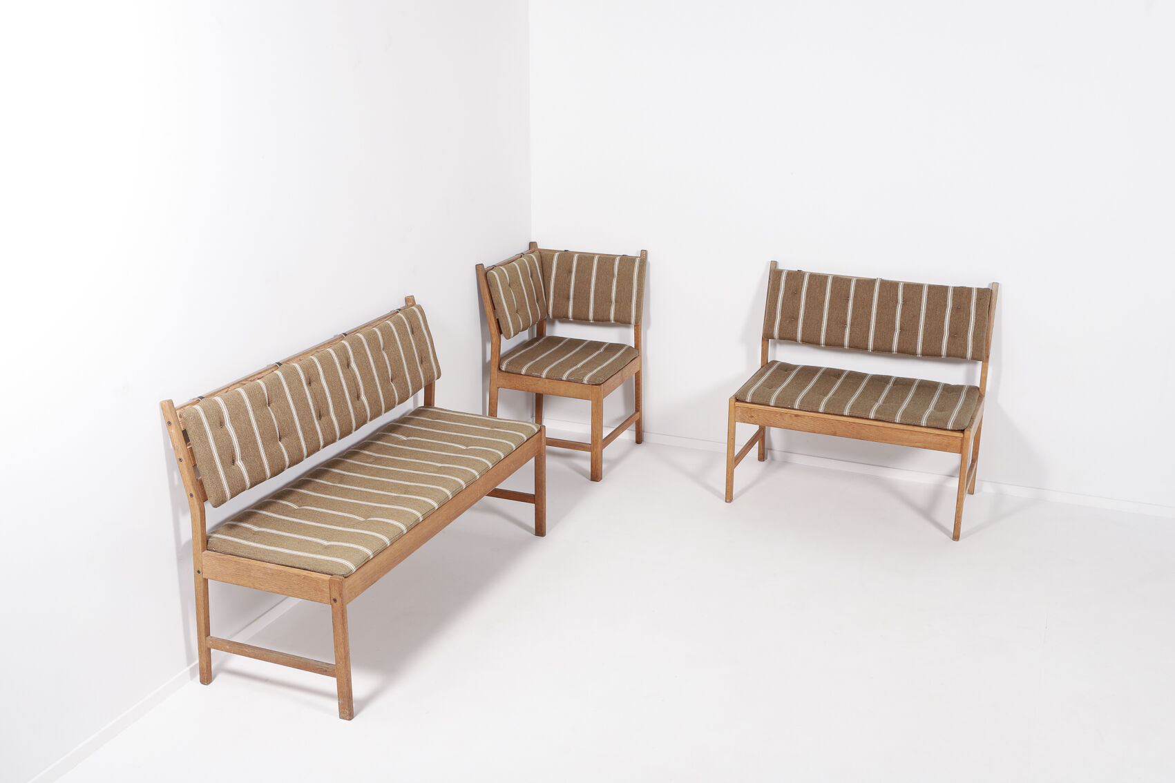 Bench in 3 elements and pair of chairs by Kurt Østervig for KP Møbler Denmark 1960