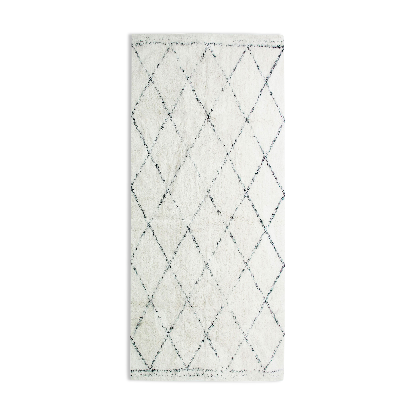 Berber rug 80 x 180 cm white black diamond