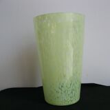 Vase en verre ou cristal de Clichy moucheté jaune/vert