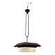 1950s Wood, Bronze & Opaline Glass Pendant Light