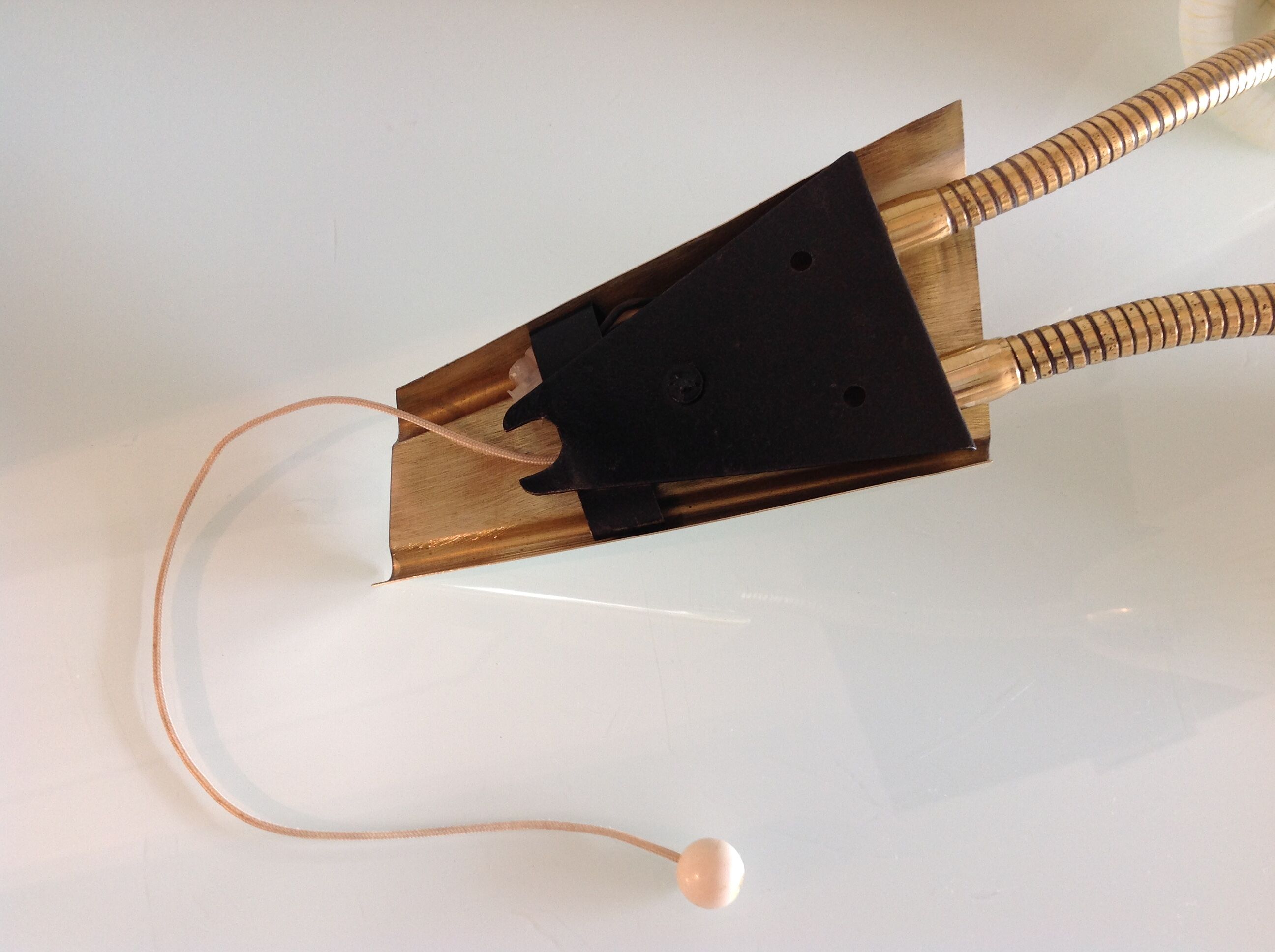 Double fire wall lamp in brass and glass cornet years 50/60