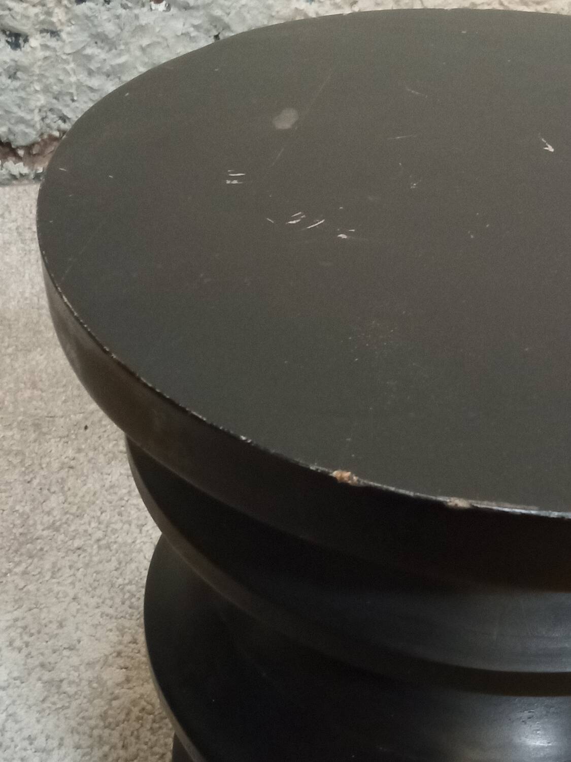 Black solid wood stool