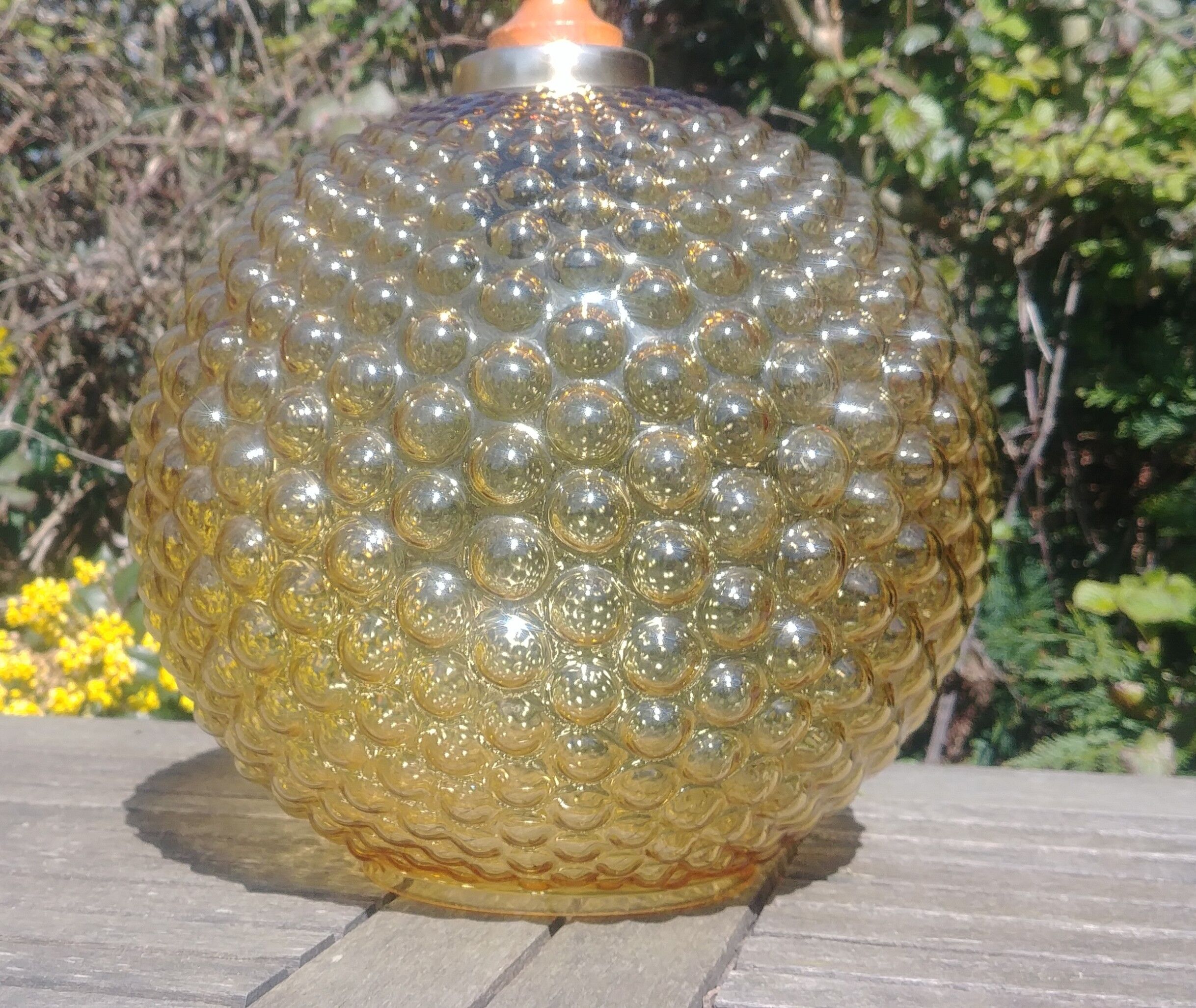 Globe pendant lamp glass Empoli vintage 70s