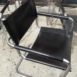 6 Bauhaus armchairs steel and leather / design