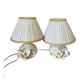 Pair of bedside lamps, vintage floral ceramic by Nazareno Picciotti, Deruta Italie