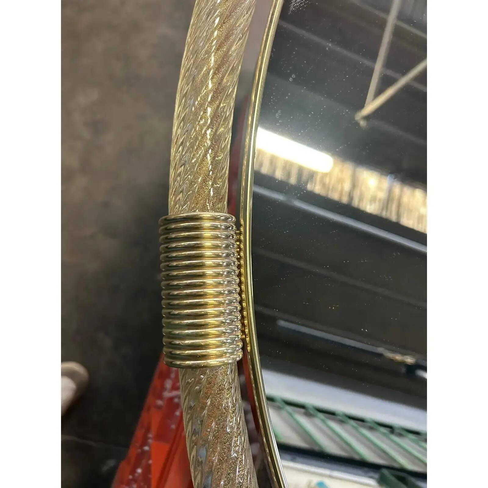 Grand Venetian Wall Mirror in Murano Glass with Gilt Torchon–Torciglione