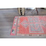 1970s Vintage Turkish Oushak Handmade Wool Cotton Pink Runner Rug 93X323