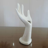 Hand baguier soliflore in white porcelain 70s
