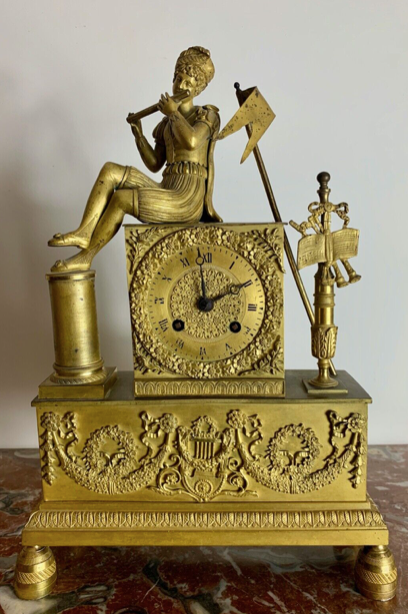 Period clock restoration XIXth in gilded bronze