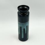 Vintage 60s Ceramic Italian Handmade Vase – Caruso Design Politi Recanati - Black Base with Turquois
