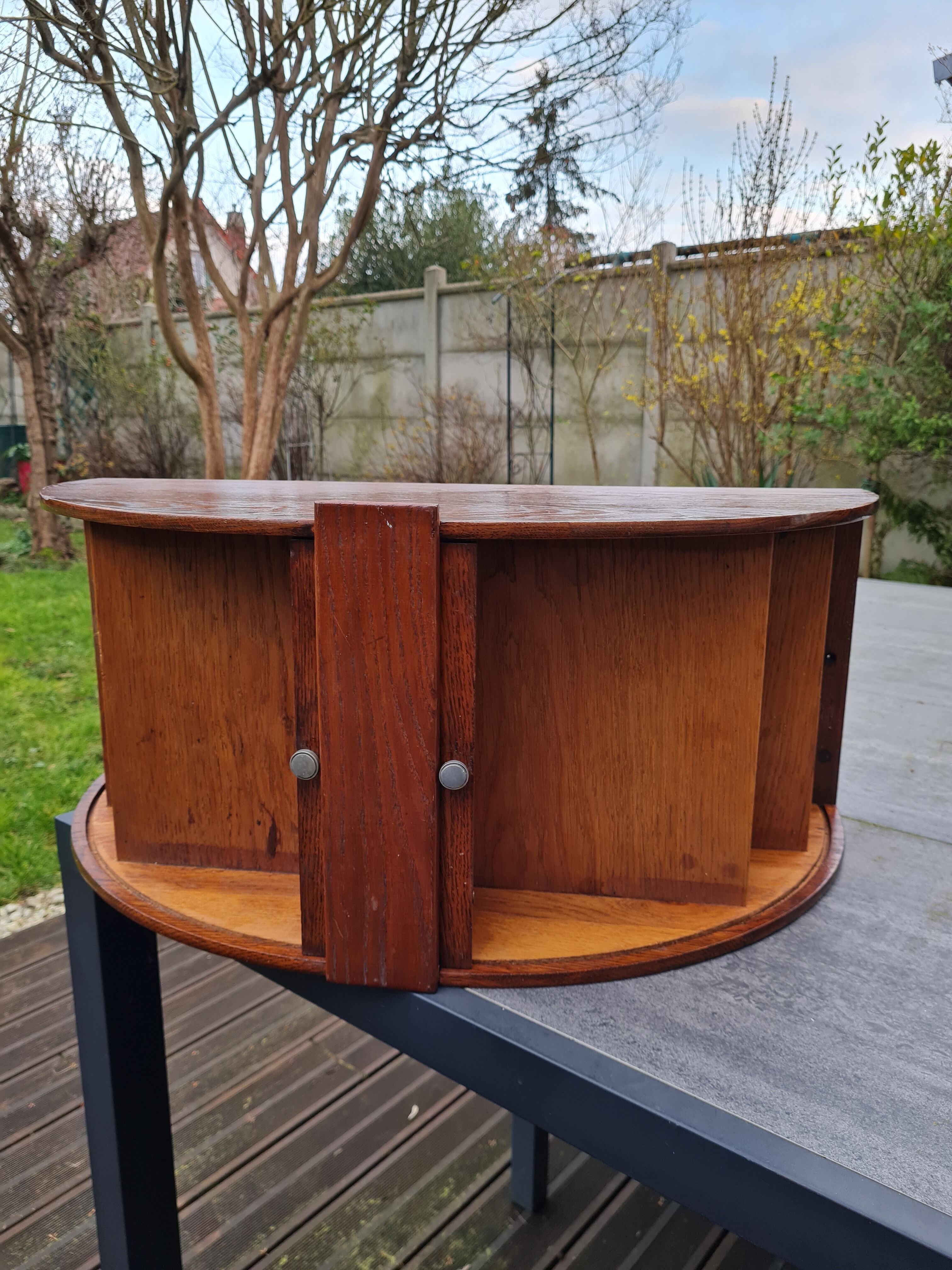 Trieurs de bureau demi cercle à rideau vintage en bois années 60