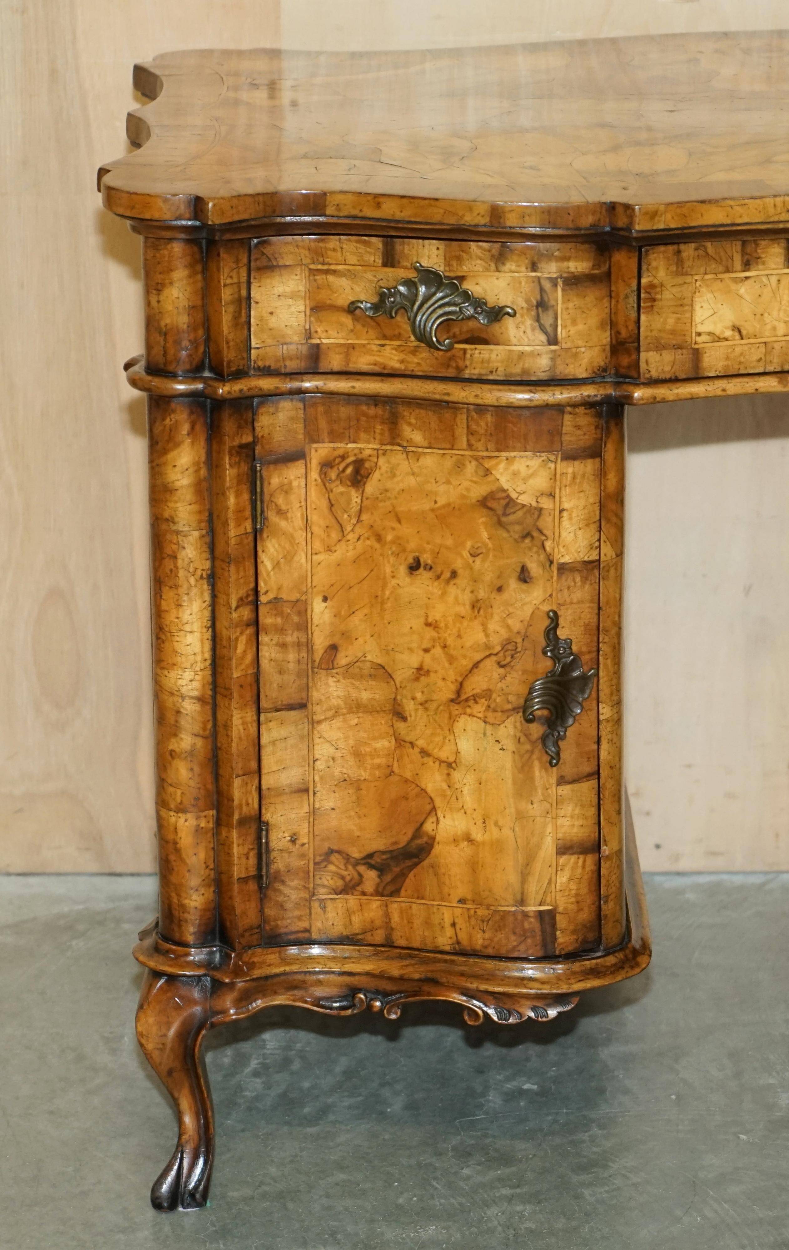 Antique Italian writing desk in olive wood circa 1860