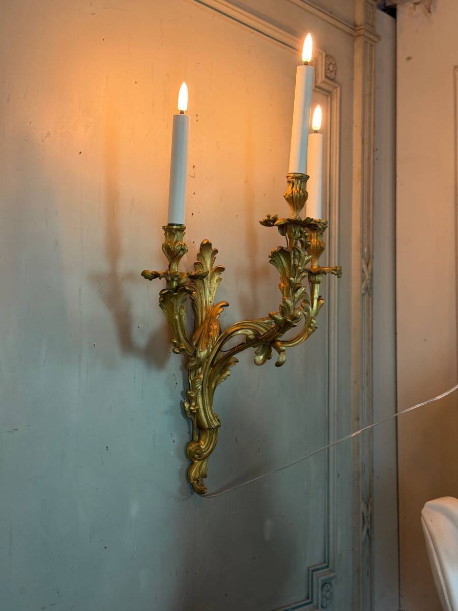Pair of large wall sconces in Louis XV style circa 1880