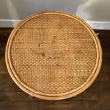 Side table in bamboo and rattan, 60s-70s