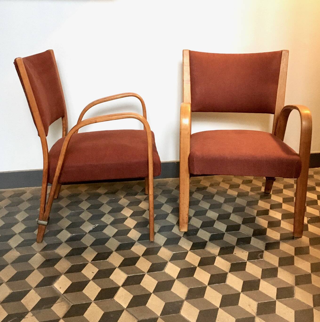 Paire de fauteuils Bow Wood