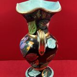 Flowered vase with gold accents or Vallauris, approximately 30 cm - signature to be identified.