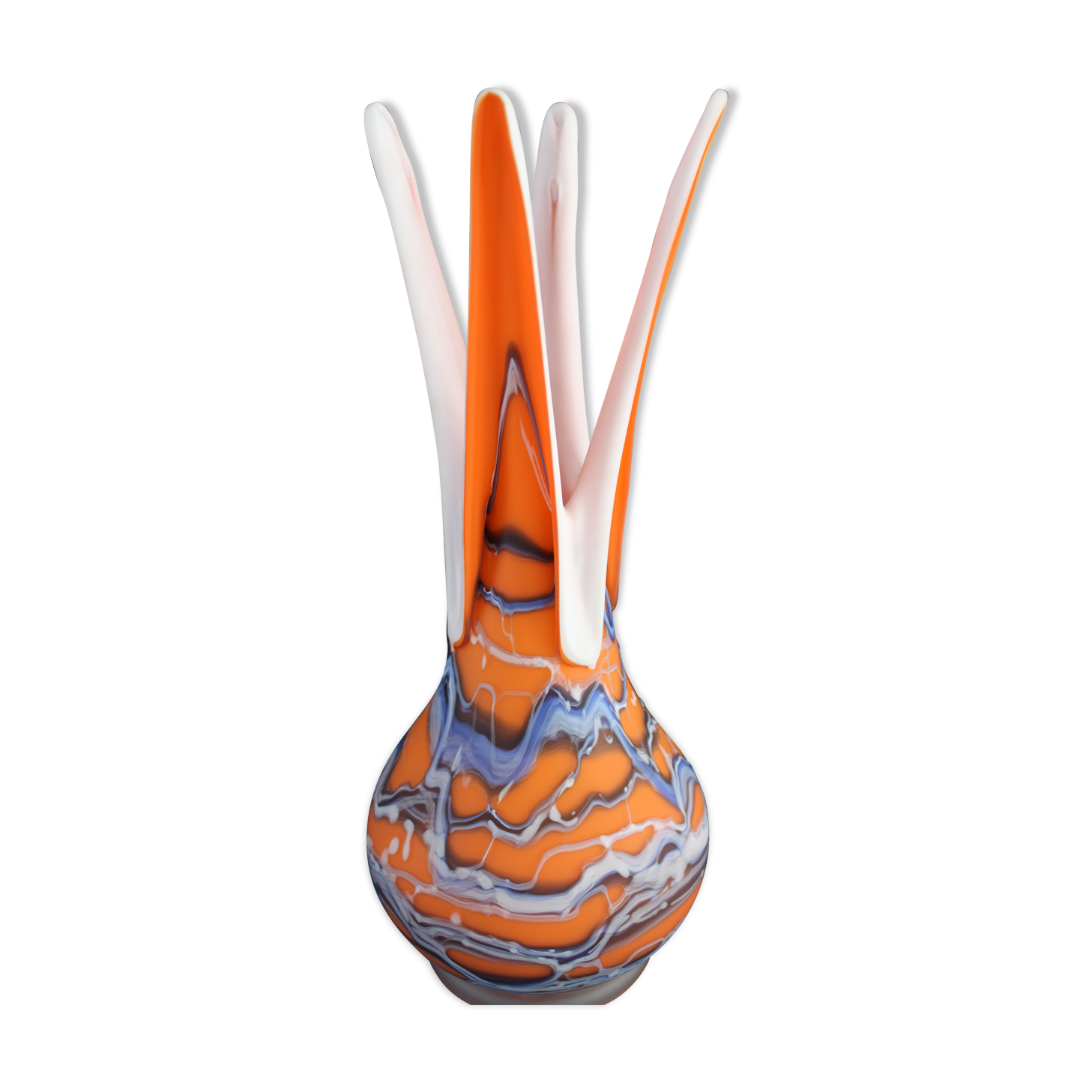 Colorful vase orange glass paste - year 1980