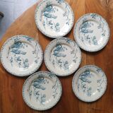 6 plates Gien Terre de Fer series "rooster"