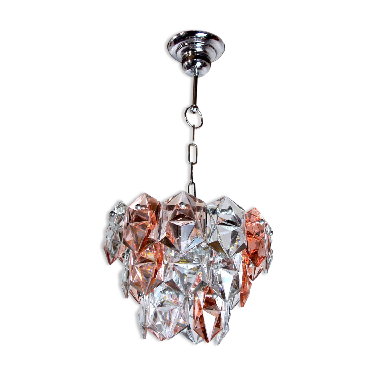 Two-coloured Kinkeldey chandelier, 3 floors, 1970, Germany