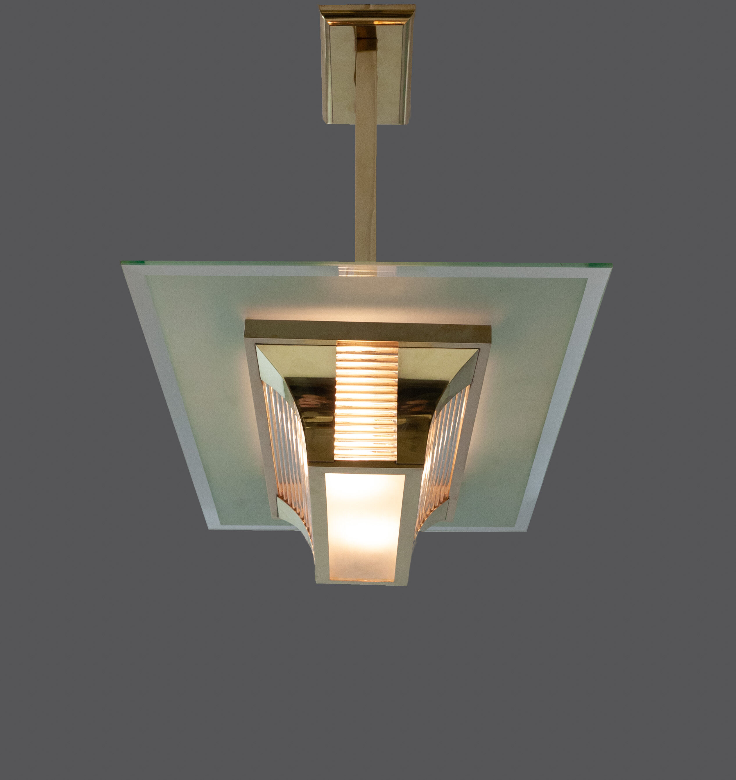 Brass art deco Atelier Petitot ceiling light