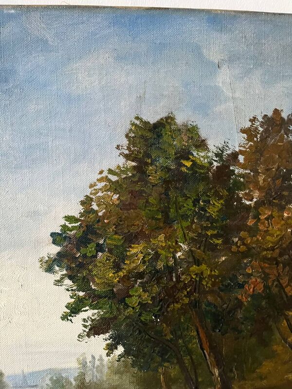 Apres-midi sur le lac, huile sur toile signé