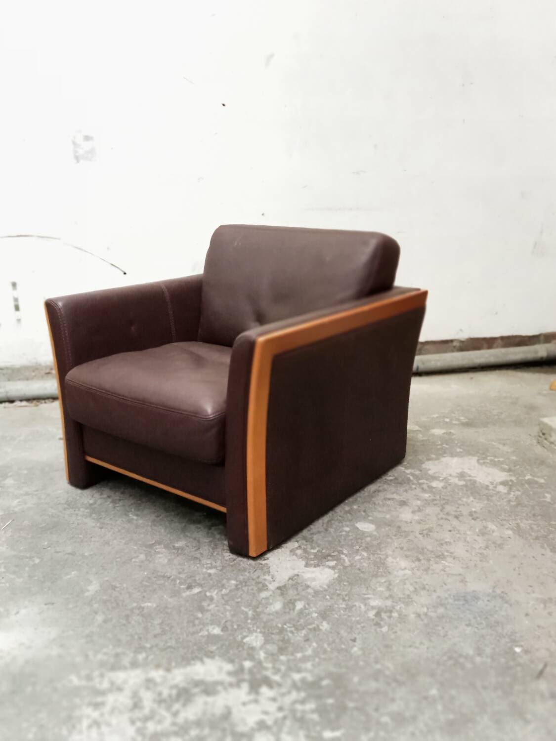 Wood and leather club chair