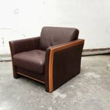 Wood and leather club chair