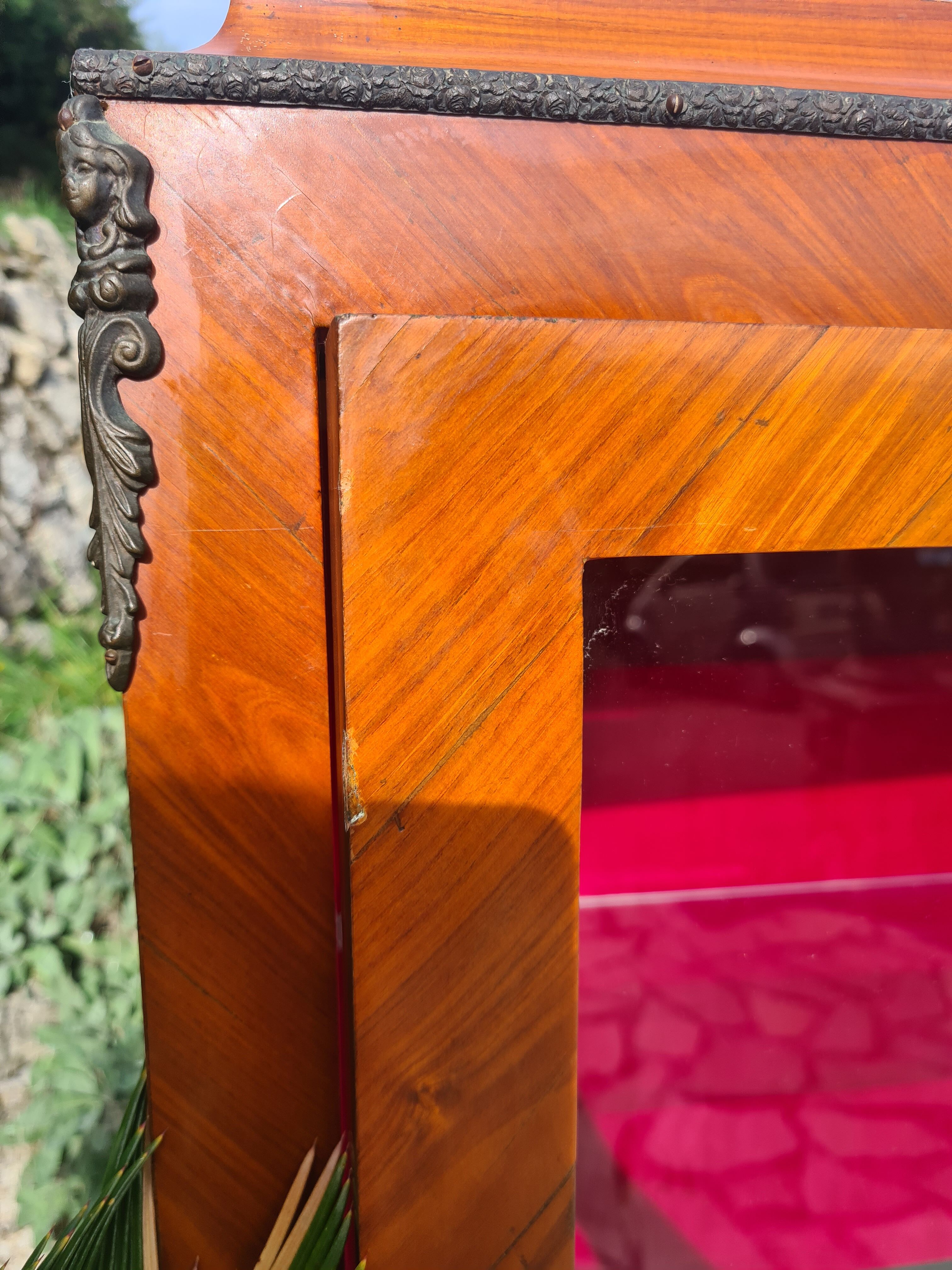 Marquetry showcase Louis XV style twentieth century