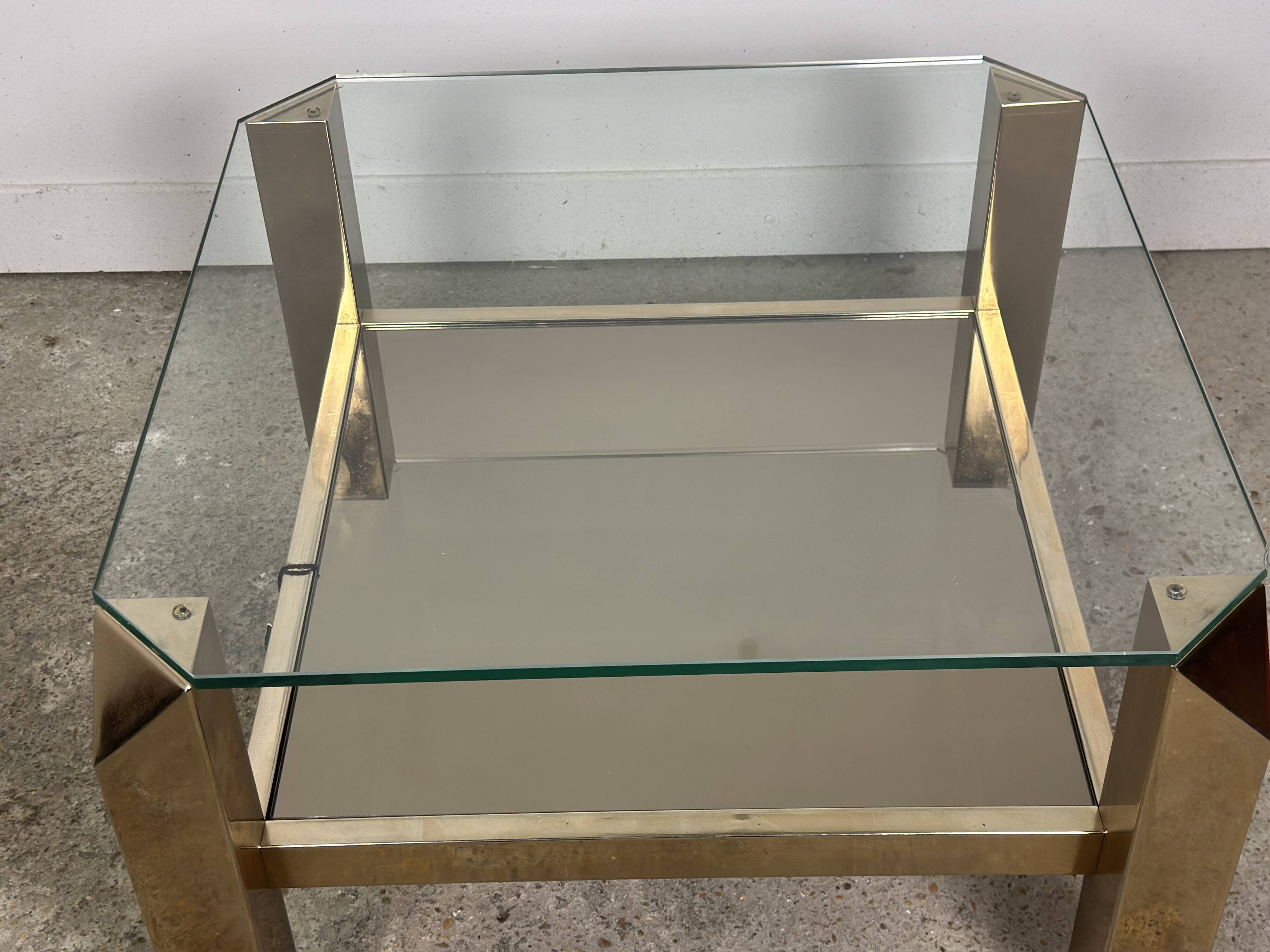 Coffee table by Belgo Chrome 1970 in 23 carat plating