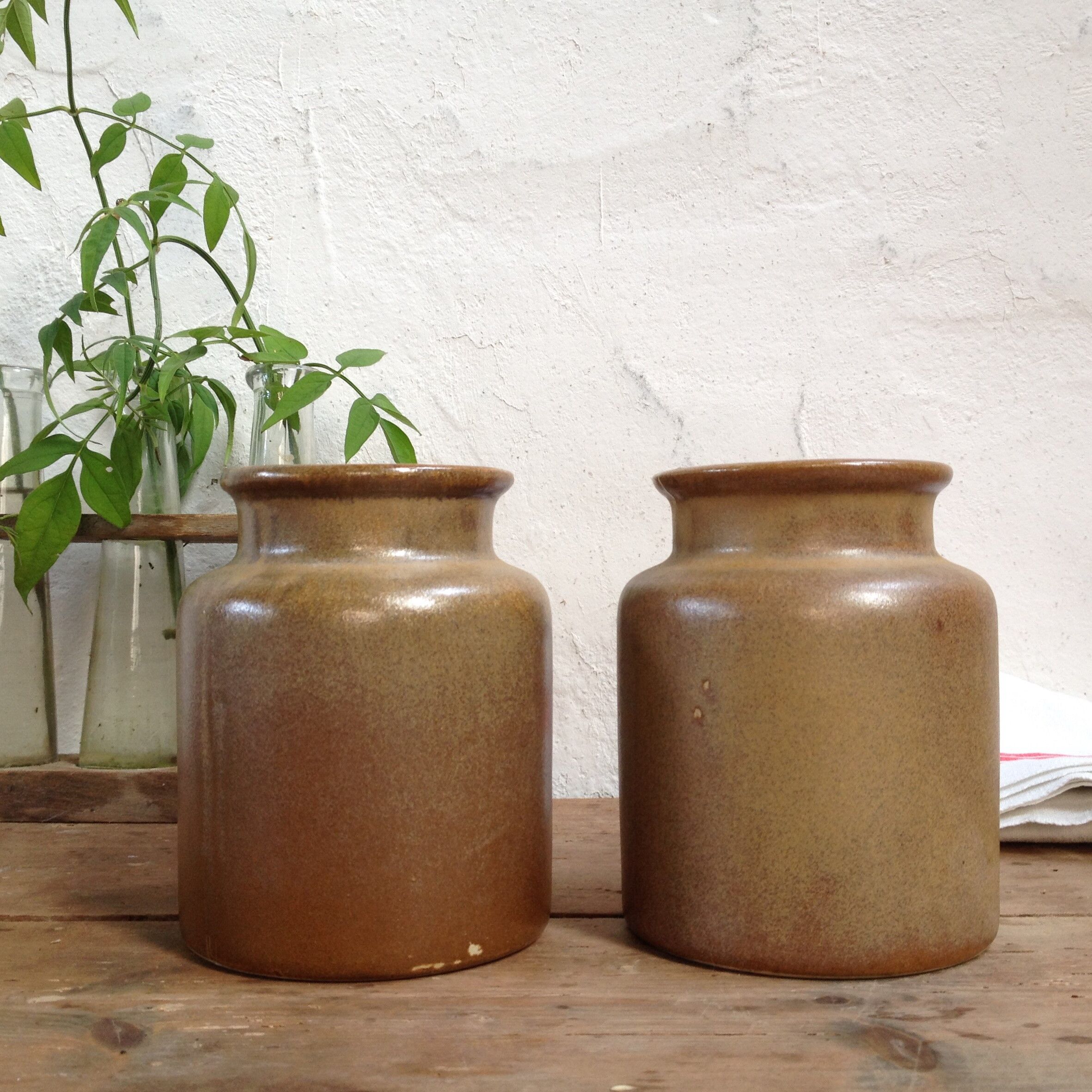 Pair of sandstone pots