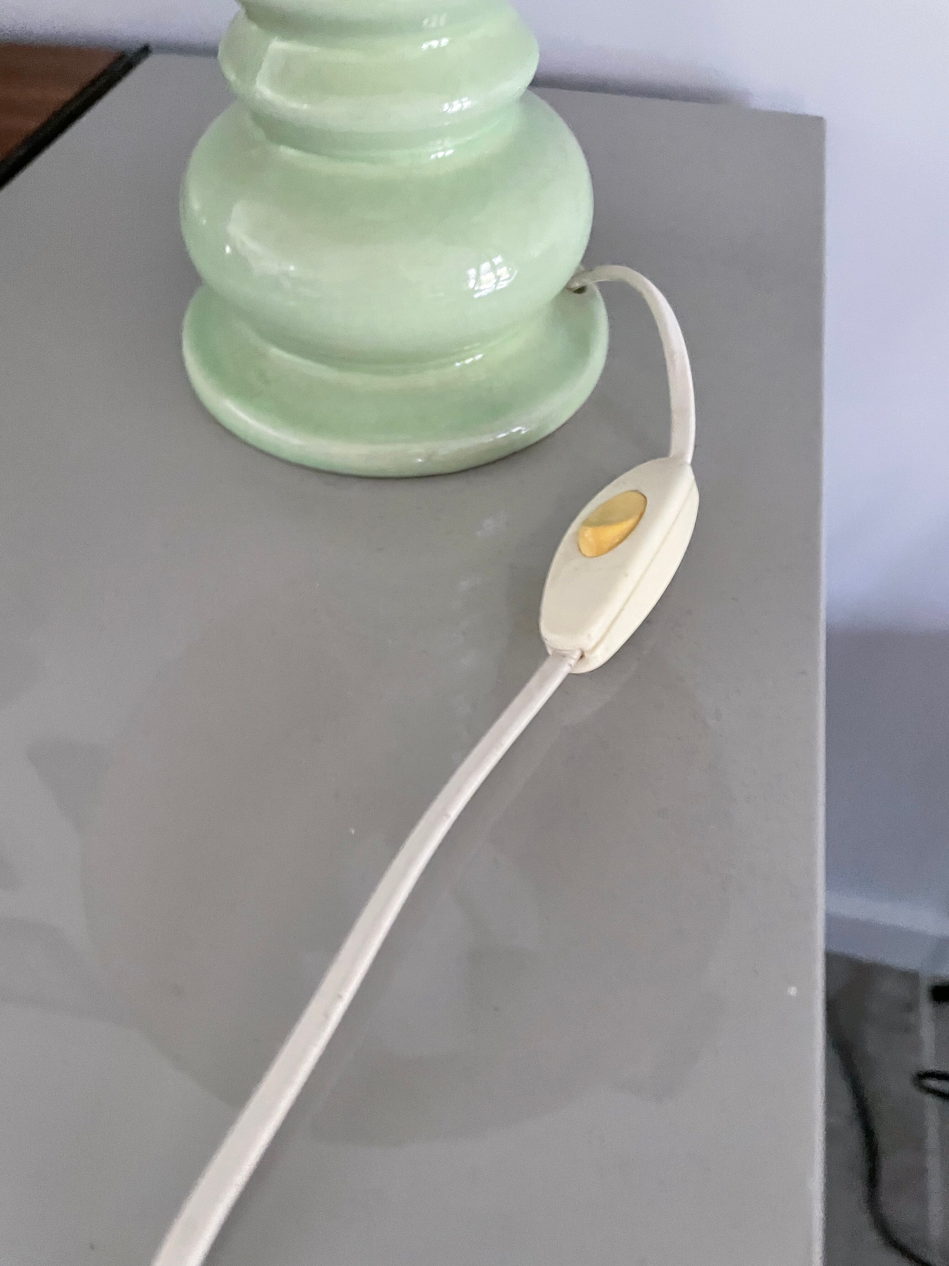 Lampe vintage pastel abat-jour raphia