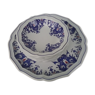 Fruit service consisting of a dish and 5 cups decoration Rouen