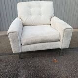 Vintage white fabric armchair