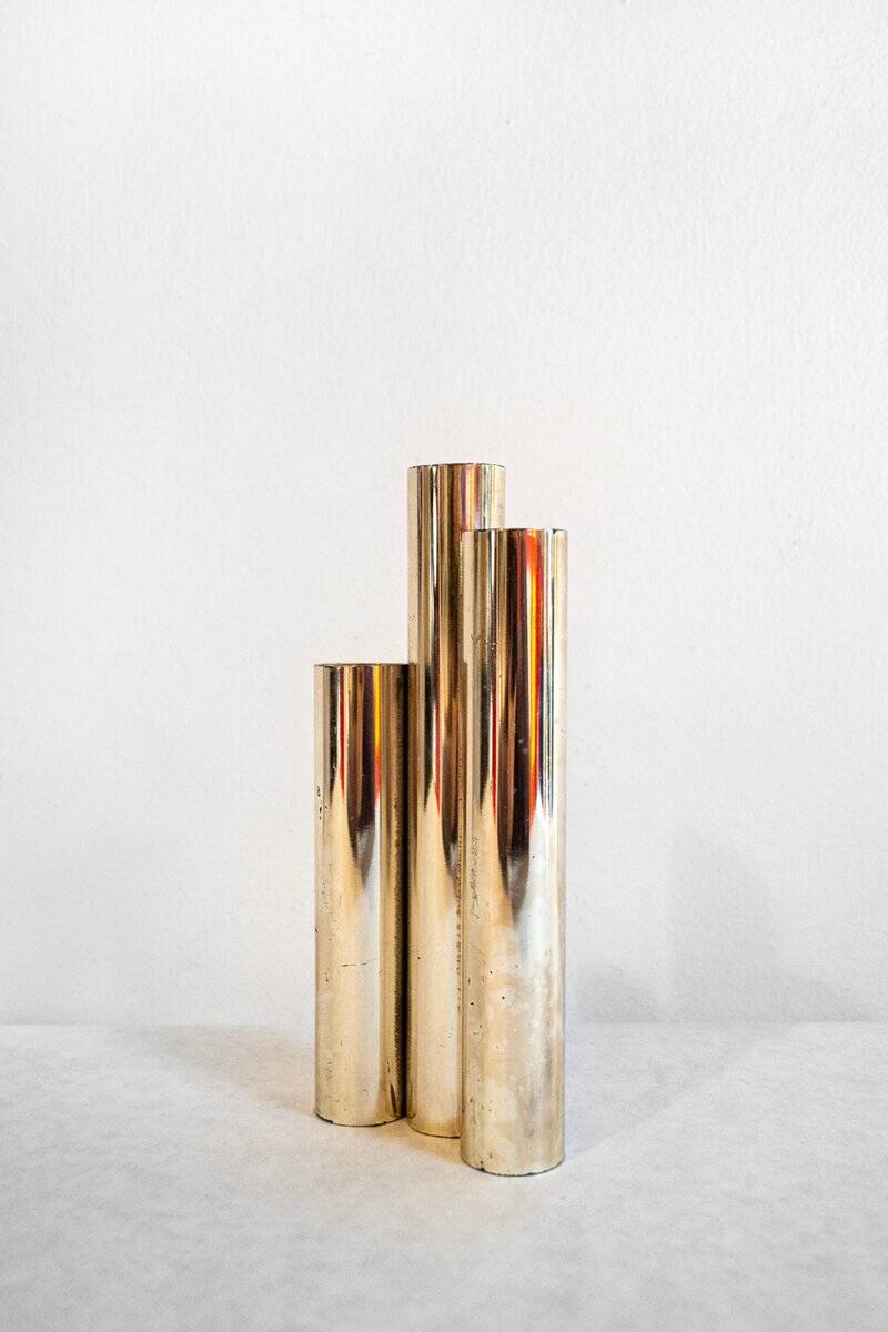 Silver-plated metal vase by Lino Sabattini, 1970