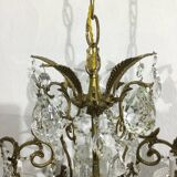 Lustre 5 lumières bronze et cristal