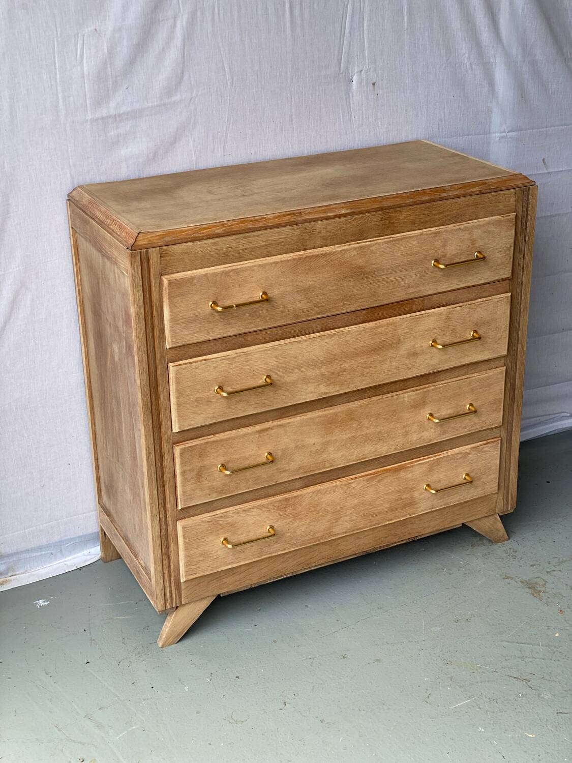 Commode art déco vintage 4 tiroirs rénovée en bois brut
