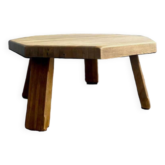 Table basse / table basse brutaliste en chêne vintage