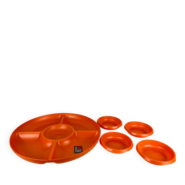 Plateau apéritif Prisunic Flair plastique orange années 70 vintage