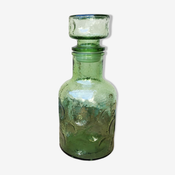 Green molded glass decanter