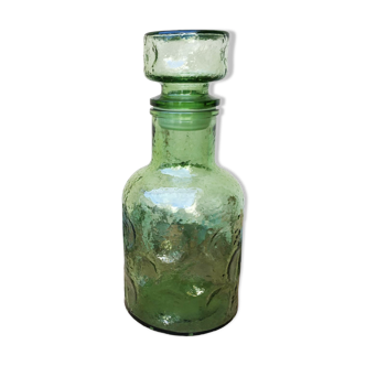 Green molded glass decanter