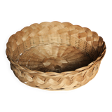 Round wicker basket vintage weaving