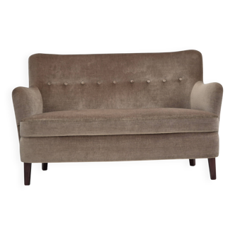 1970s, Danish 2 seater sofa, original condition, green furniture velour.