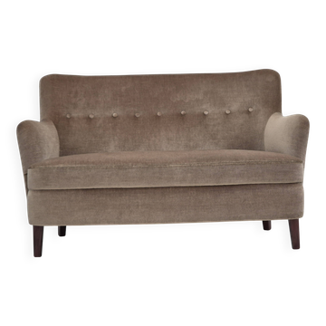 1970s, Danish 2 seater sofa, original condition, green furniture velour.