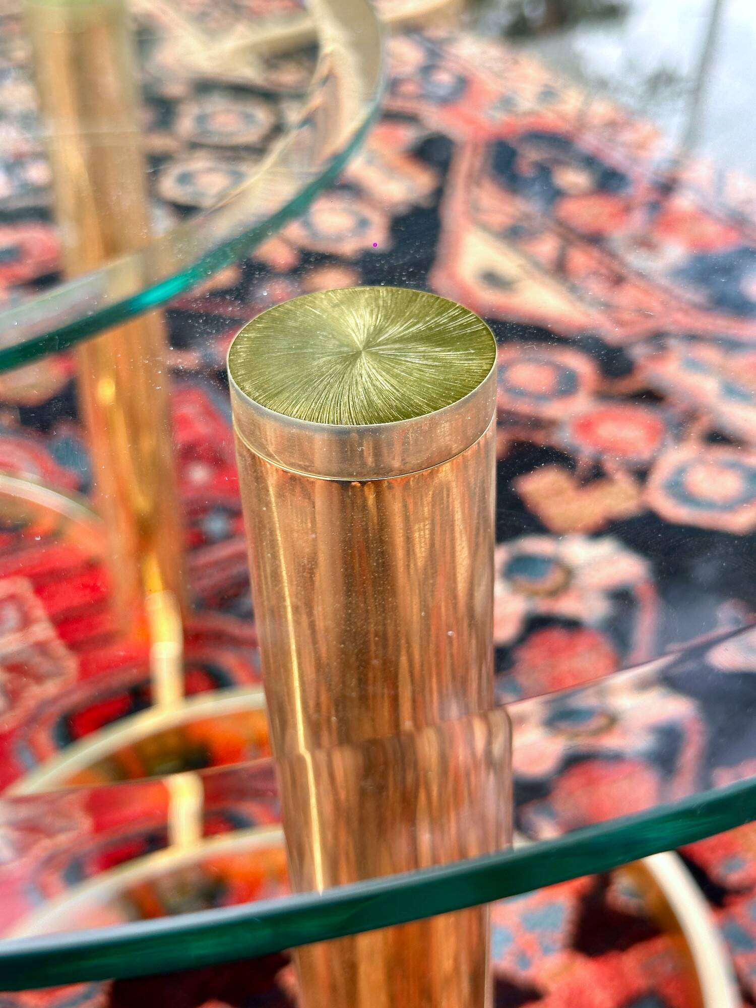 Coffee table, brass and glass, modular, set of 3, italy 1970s