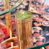 Coffee table, brass and glass, modular, set of 3, italy 1970s